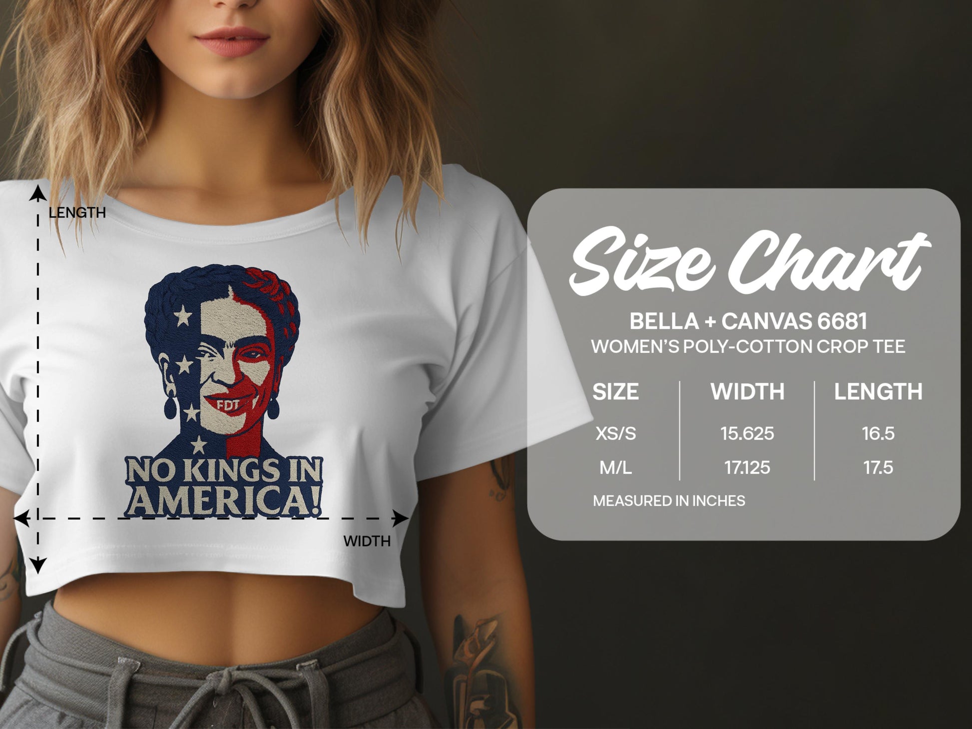 NO KINGS IN AMERICA Women's Crop Tee product