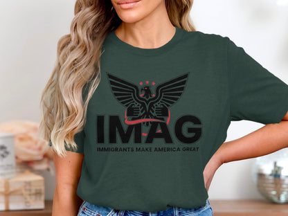 Immigrants Make America Great Black Text T-Shirt product