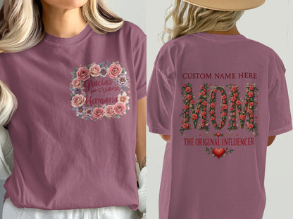 Gracias Hermana Custom Name MOM Floral T-Shirt product type