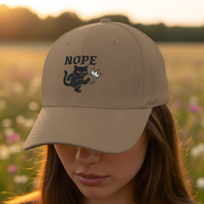 Nope Cat with Crown Embroidered Adjustable Cap product