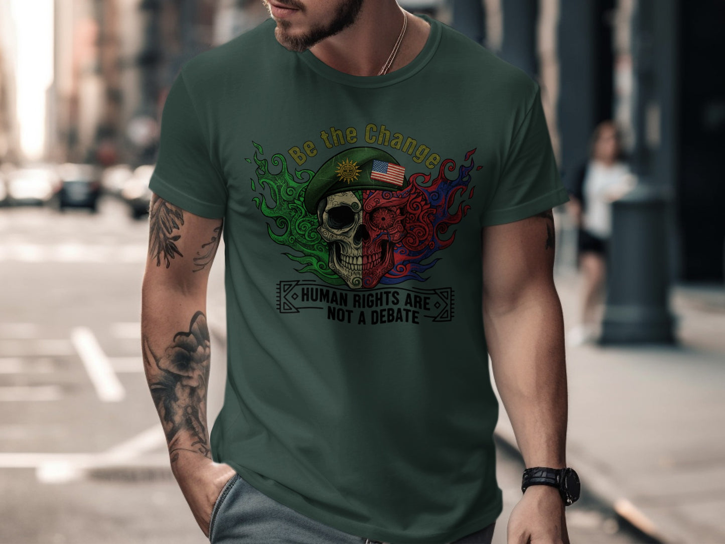 Be the Change Skull Art Human Rights T-Shirt