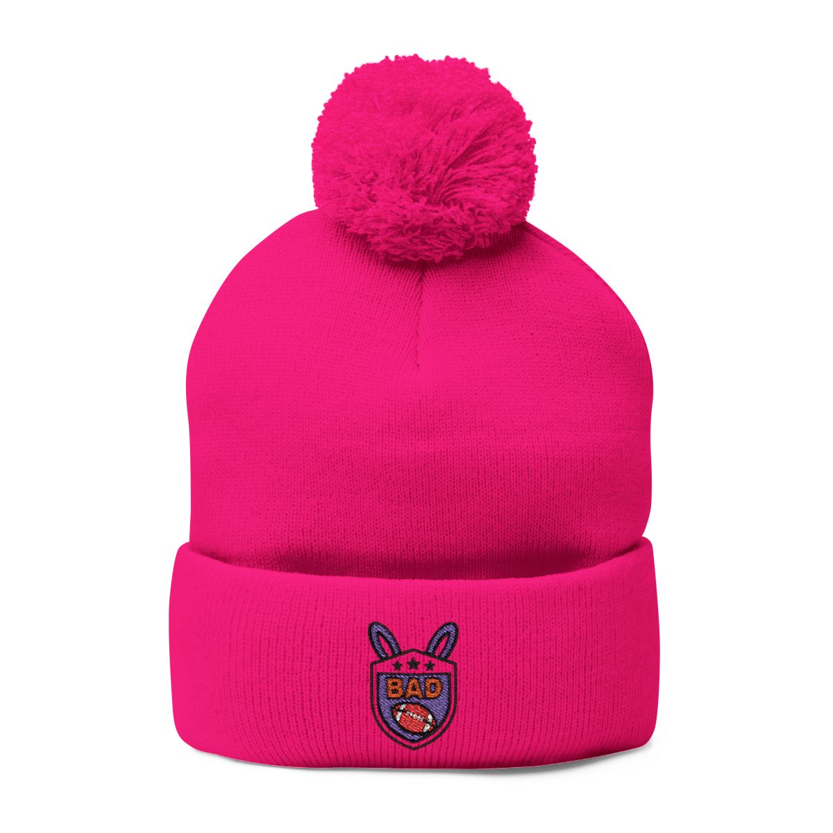 Bright Pink Beanie with Fun Patch Design Hat