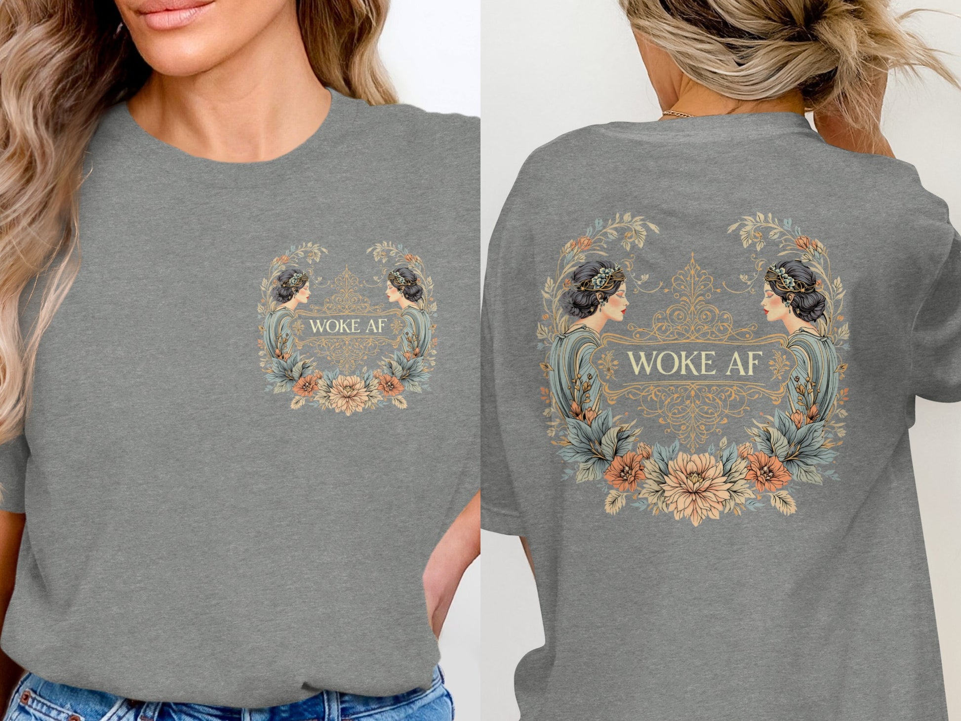 Woke AF Graphic Tee with Artistic Floral Design