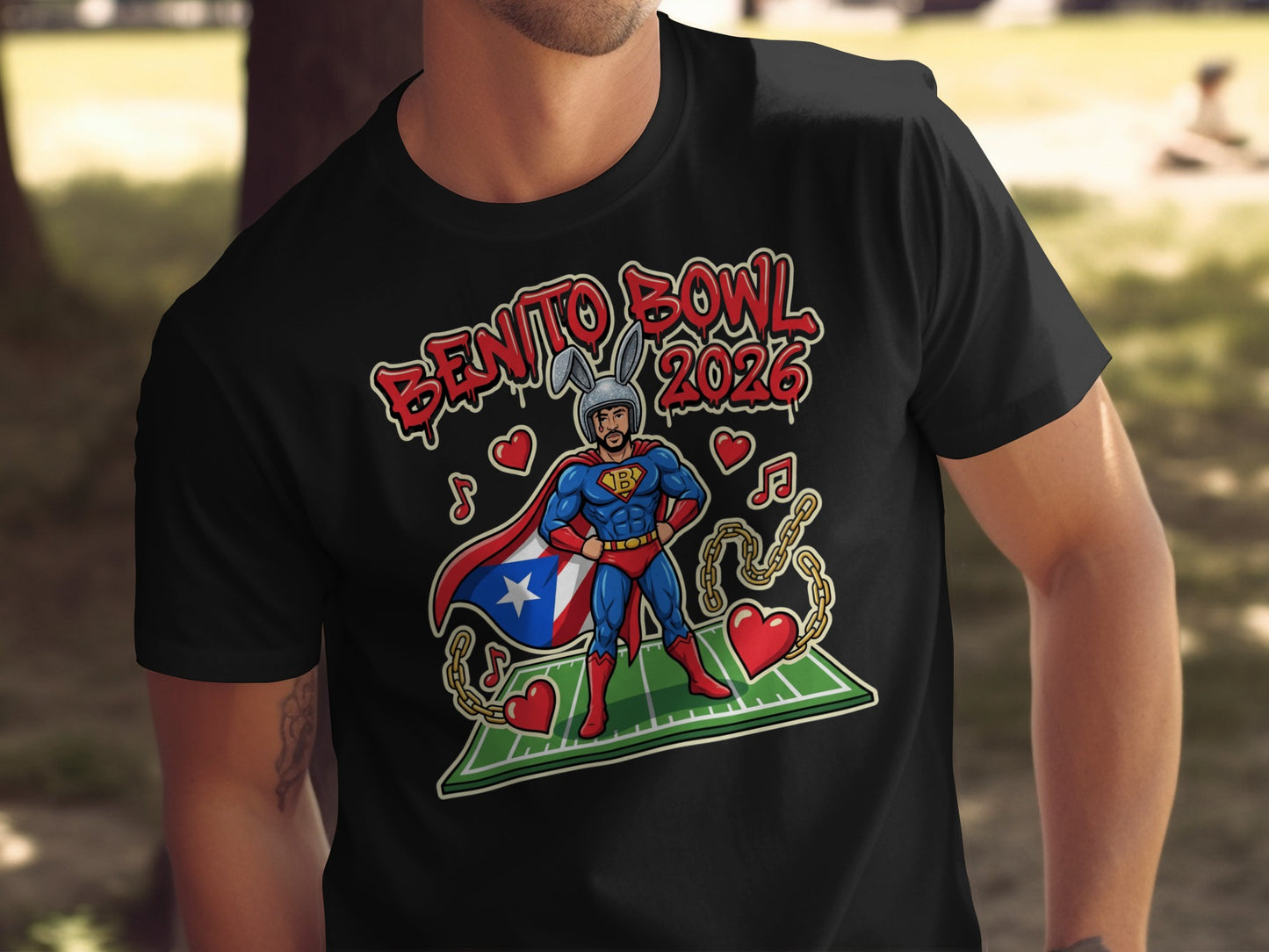 Benito Bowl 2026 Superhero Music Hearts Shirt