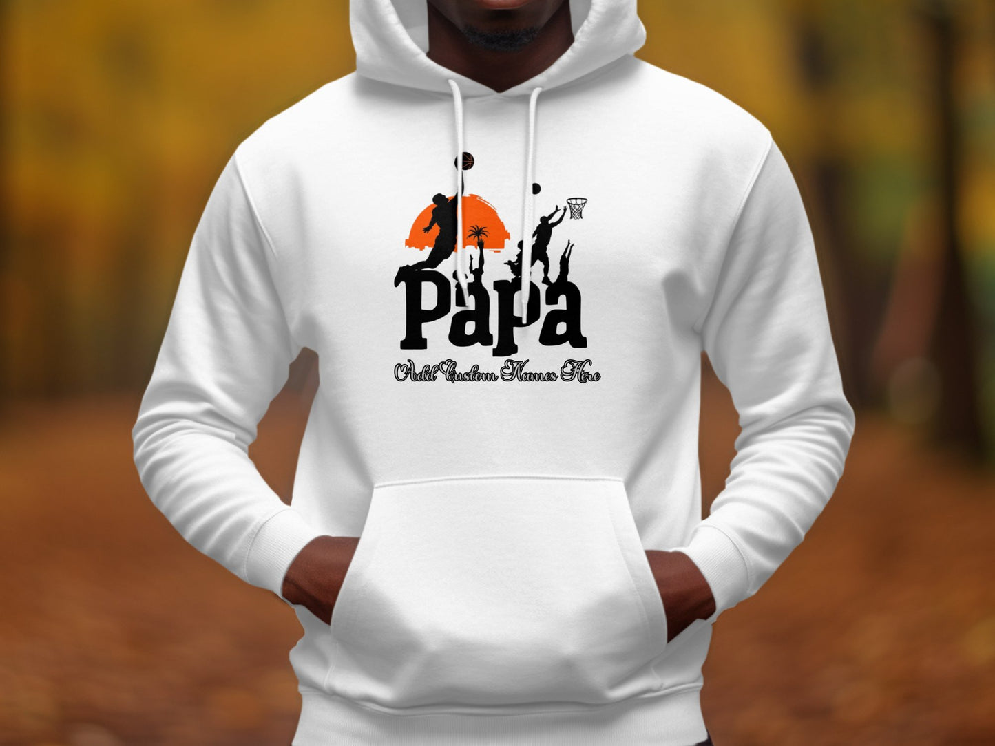 Stylish Papa Basketball Theme White Hoodie product type