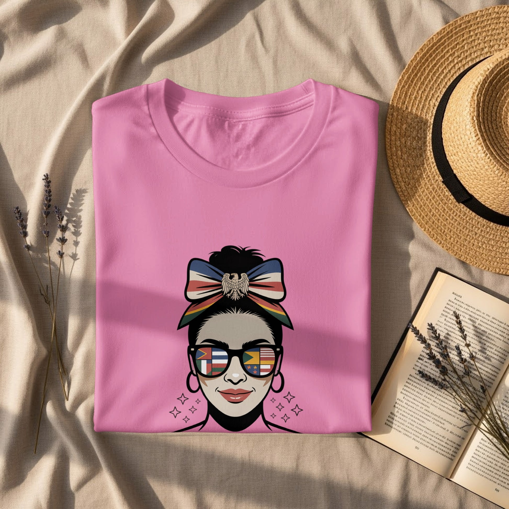 Retro Style Woman with Bow Sunglasses T-shirt product