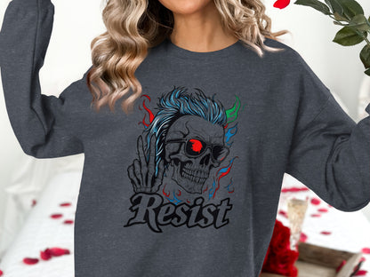 Skull with Sunglasses Resist Graphic Long Sleeve Shirt product type