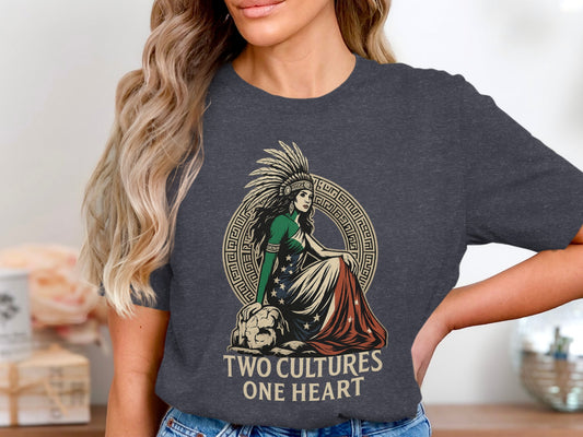 Two Cultures One Heart Design Graphic T Shirt Product