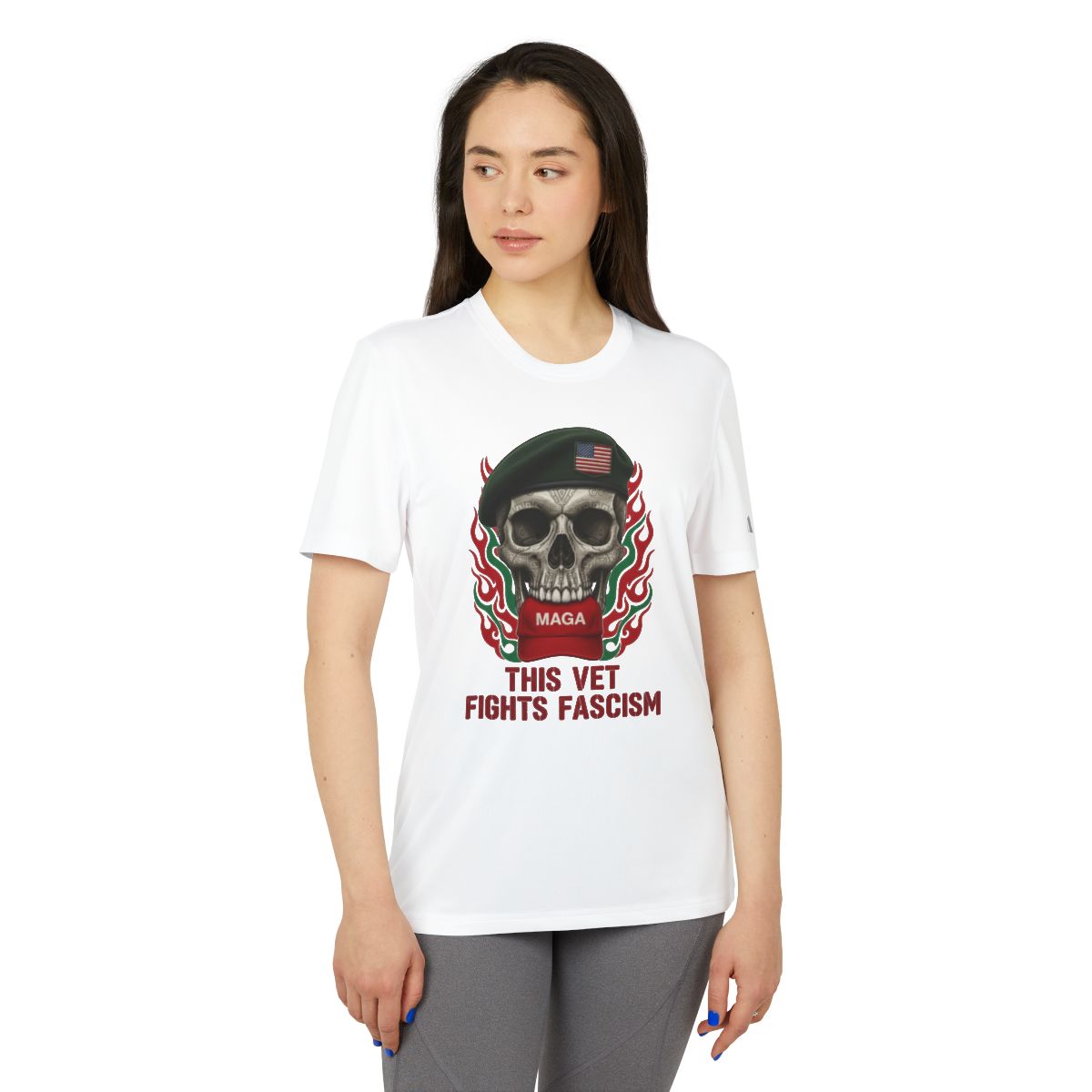 This Vet Fights Fascism Skull Graphic T-Shirt