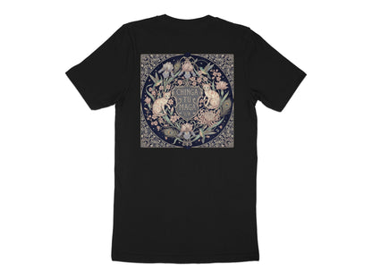 Stylish Black Tee with Elegant Back Graphic Design