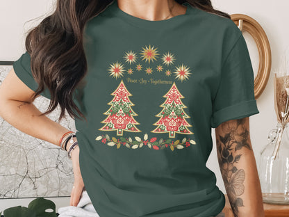Christmas Trees Peace Joy Togetherness Graphic T-Shirt