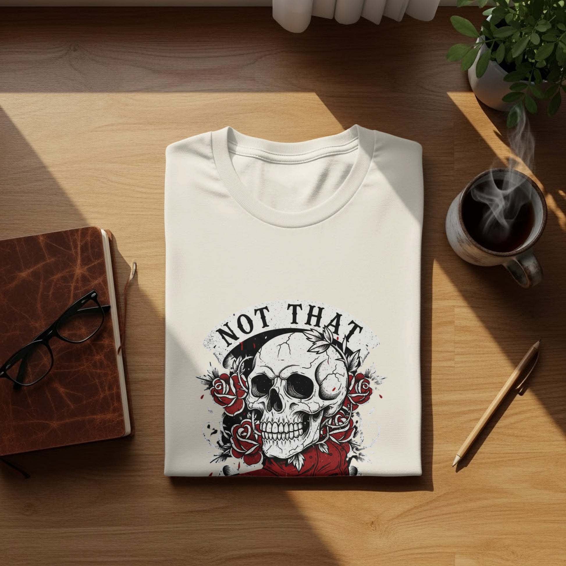 NOT THAT Skull Roses Gothic Aesthetic Graphic Design T-shirt product type