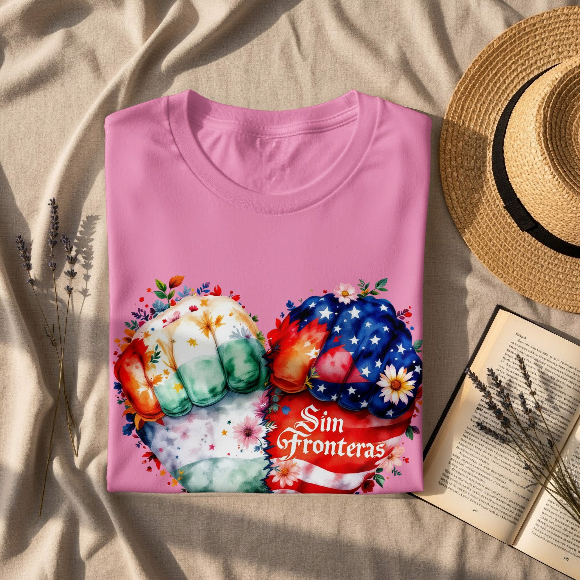 Sin Fronteras Colorful Graphic Design Shirt product