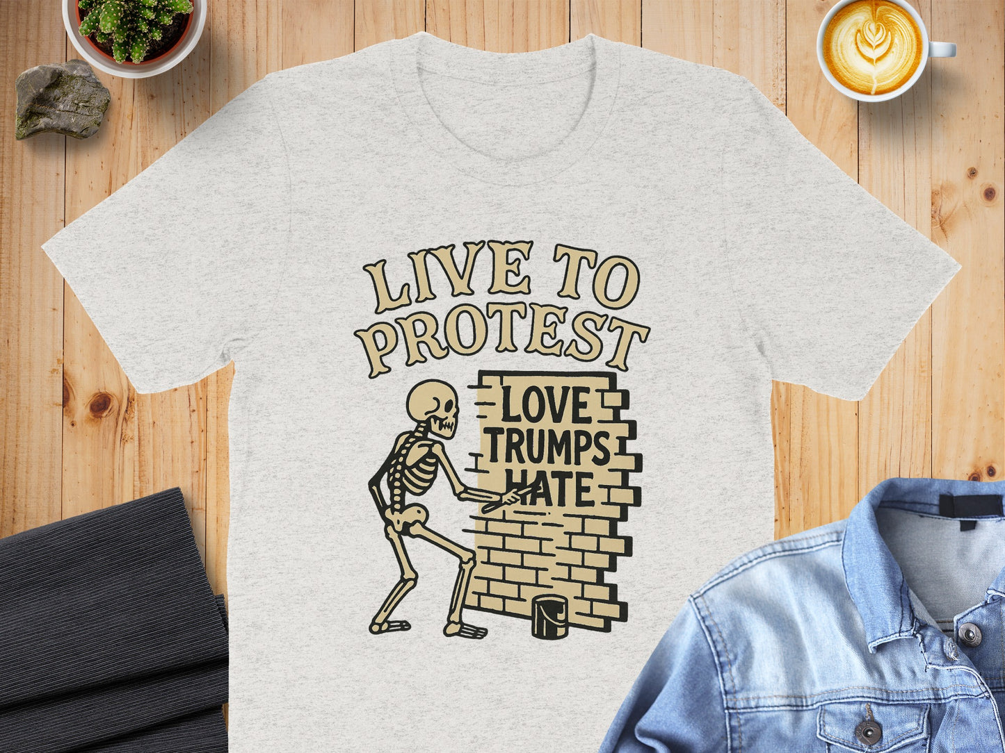 Live to Protest Love Trumps Hate Brick Wall T-shirt product