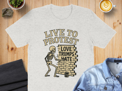 Live to Protest Love Trumps Hate Brick Wall T-shirt product