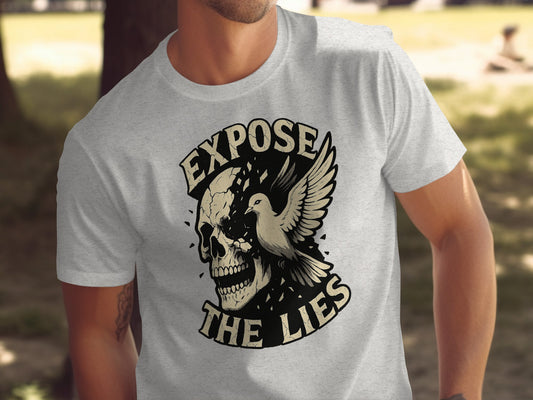 Expose The Lies Skull And Bird Graphic T-Shirt product