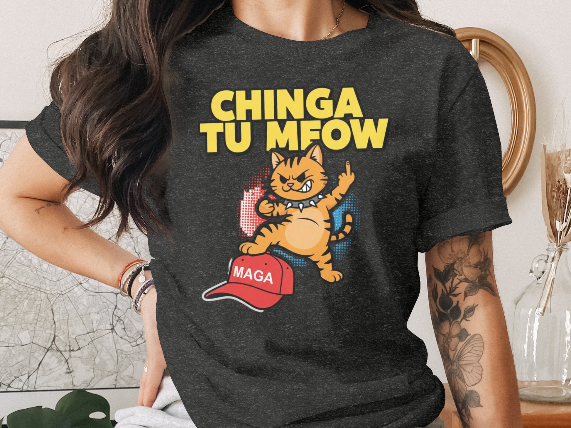 Chinga Tu Meow Cat Showing Finger MAGA Hat product type