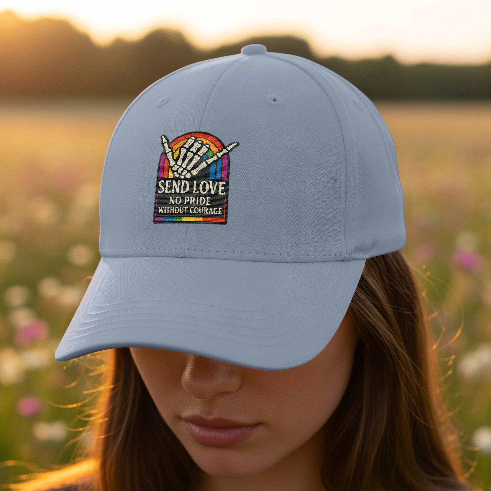 Send Love No Pride Without Courage Hat product