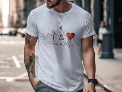 Statue of Liberty Faith and Hope Heartbeat Shirt Product Type