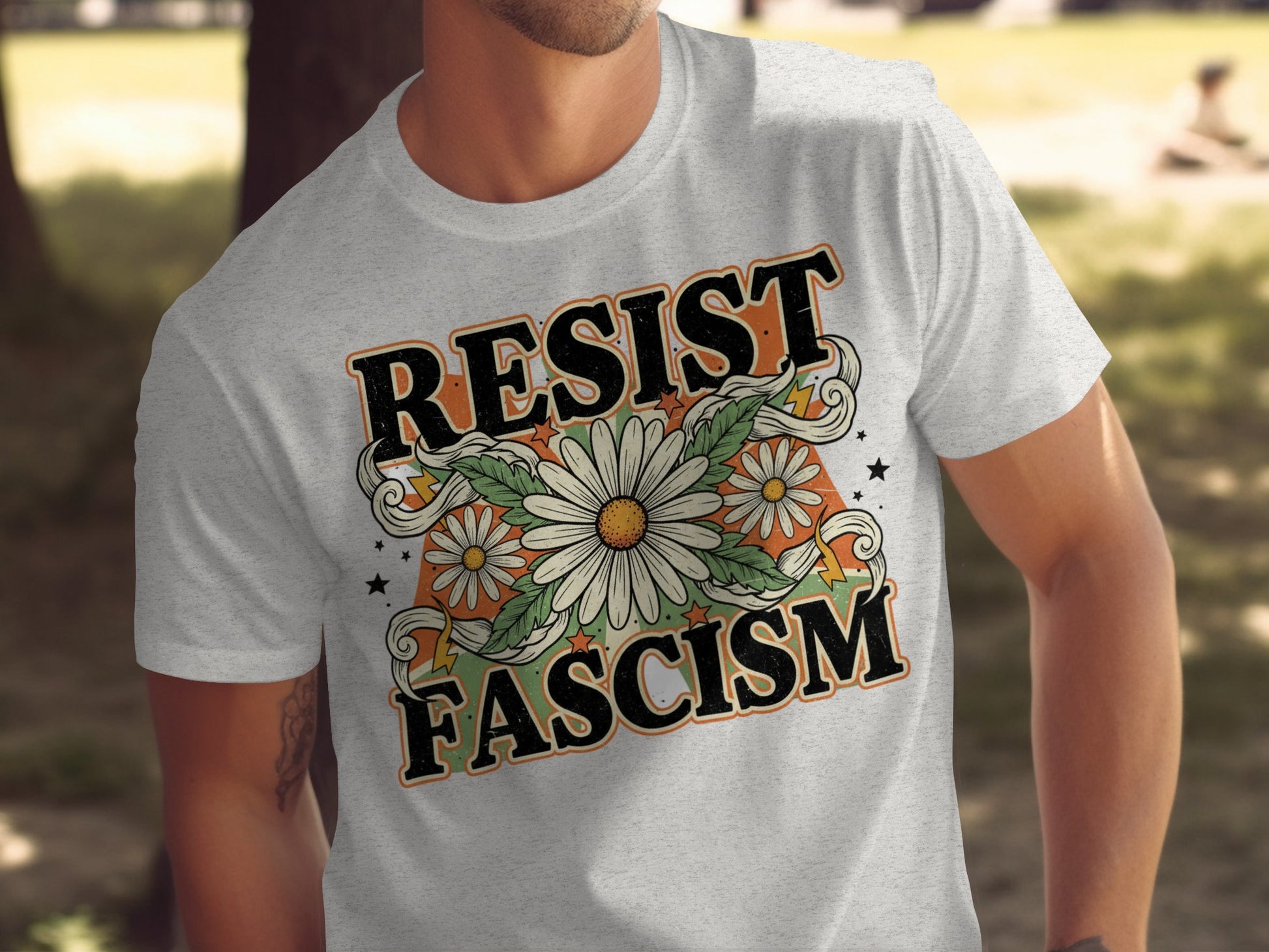Resist Fascism Floral Graphic T-shirt Product