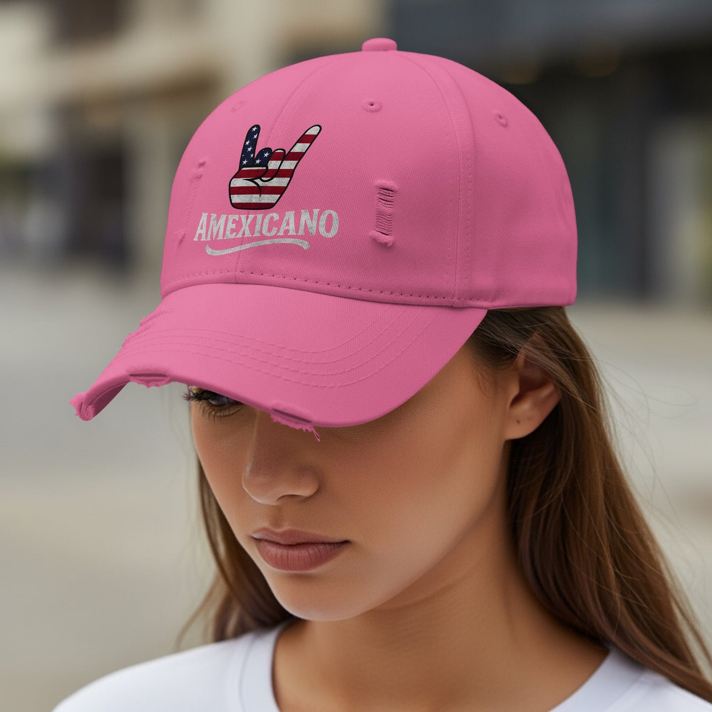 Distressed Pink American Pride Amexicano Baseball Cap product