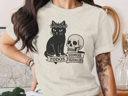 Todos Somos Iguales Skull and Cat Graphic T-Shirt product type