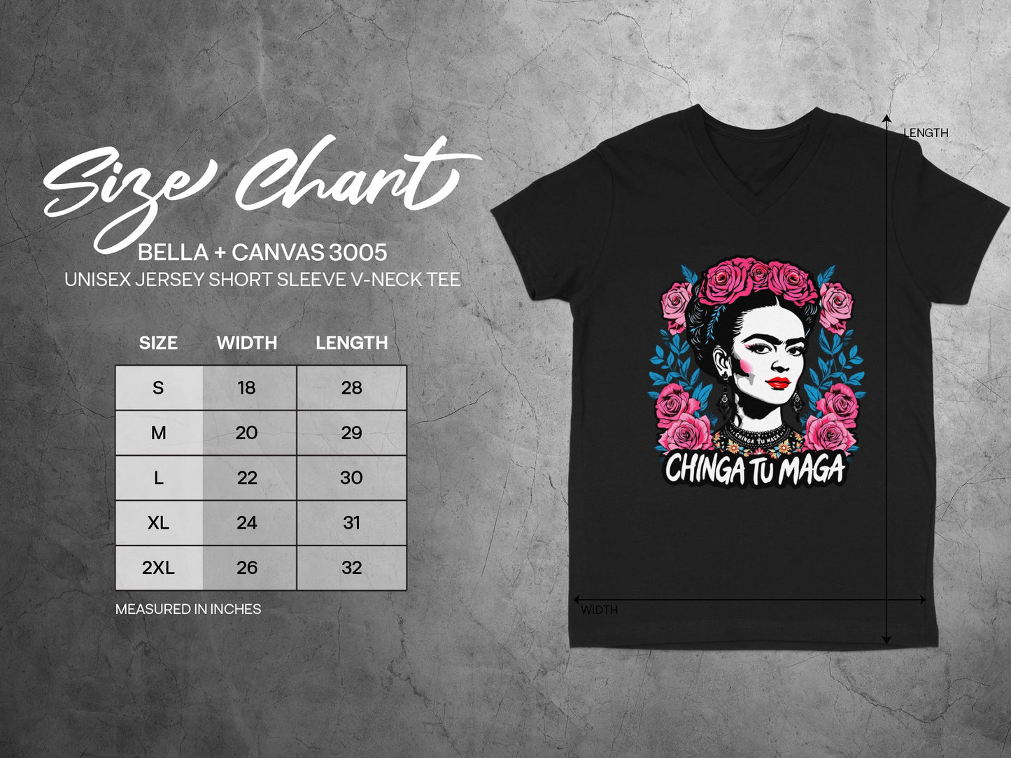 Chinga Tu Maga Frida Roses Unisex Short Sleeve V-Neck Tee