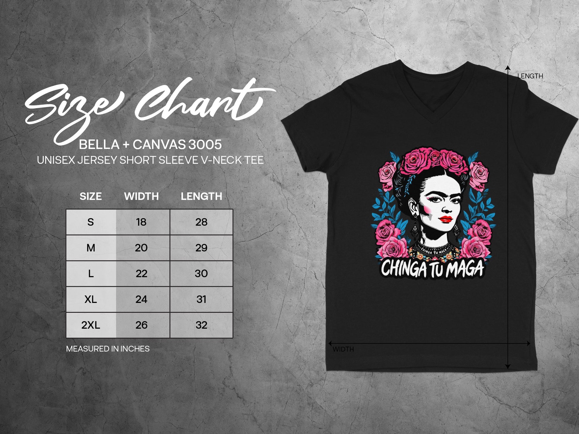 Chinga Tu Maga Frida Roses Unisex Short Sleeve V-Neck Tee