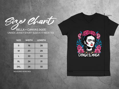 Chinga Tu Maga Frida Roses Unisex Short Sleeve V-Neck Tee
