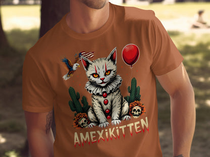 Amexikitten White Cat Art Shirt with Red Ballon product type