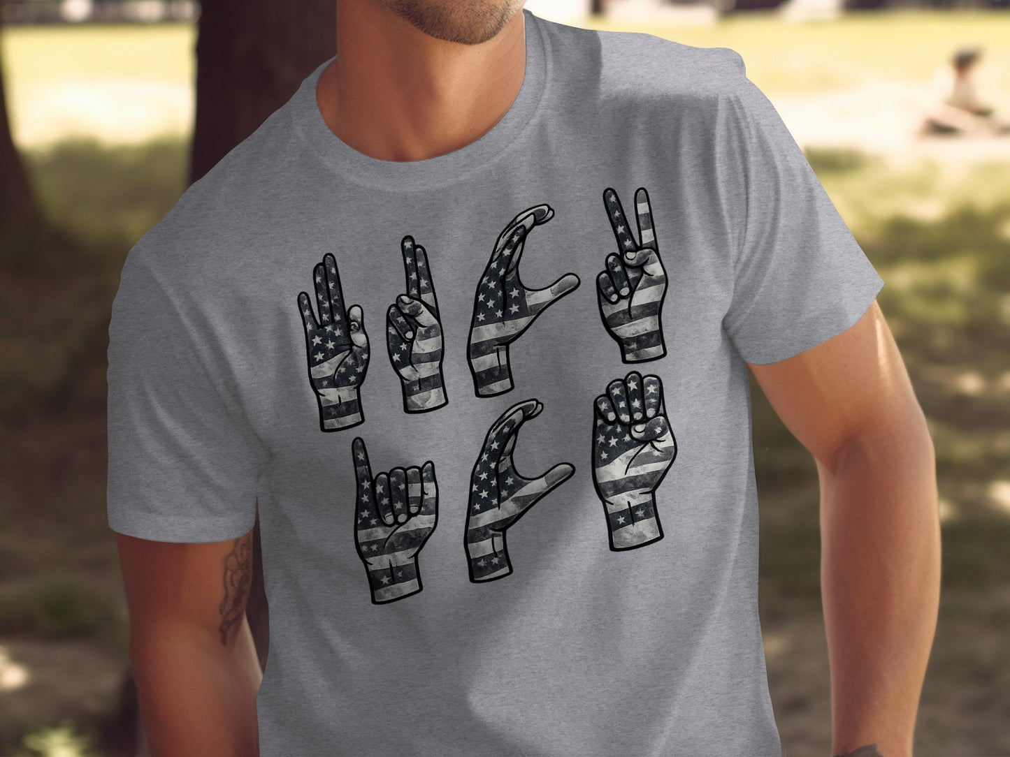 American Sign Language Patriotic Design T-shirt
