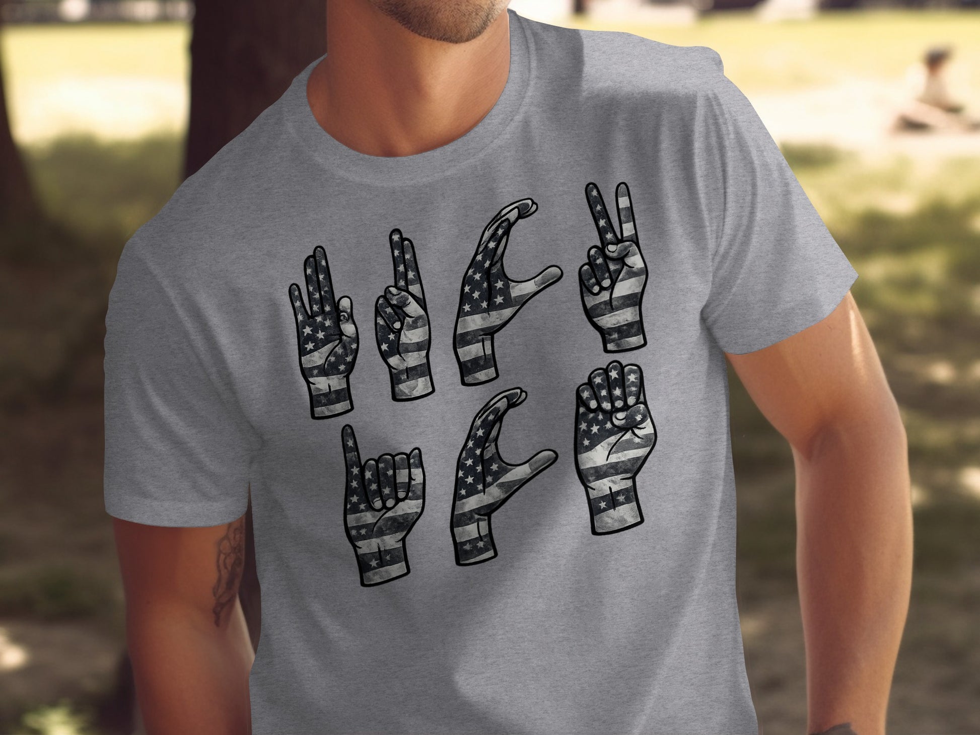 American Sign Language Patriotic Design T-shirt