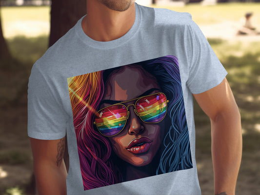 Rainbow Sunglasses Woman Art Print T-Shirt product type
