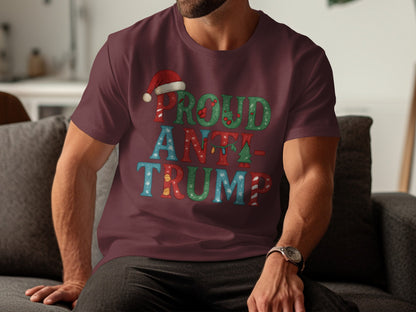 Proud Anti-Trump Santa Hat Graphic T-Shirt