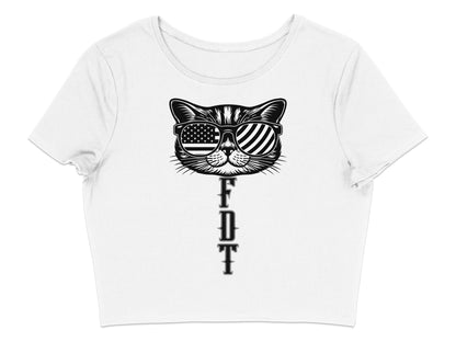 Cool Cat Graphic with FDT on White Crop Top product