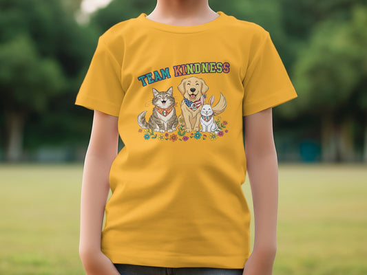 Team Kindness Tees with Cute Pet Illustration