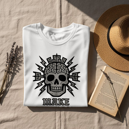 Skull Design Print 'MAKE' Short Sleeve T-Shirt Product