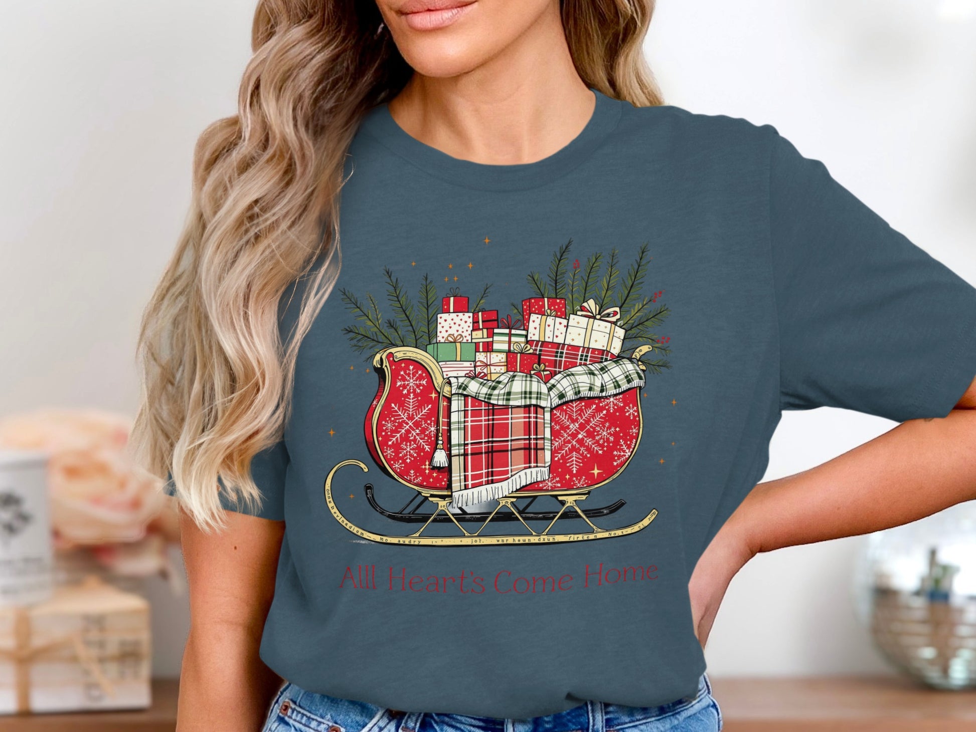 All Hearts Come Home Sleigh Gifts Graphic Tee