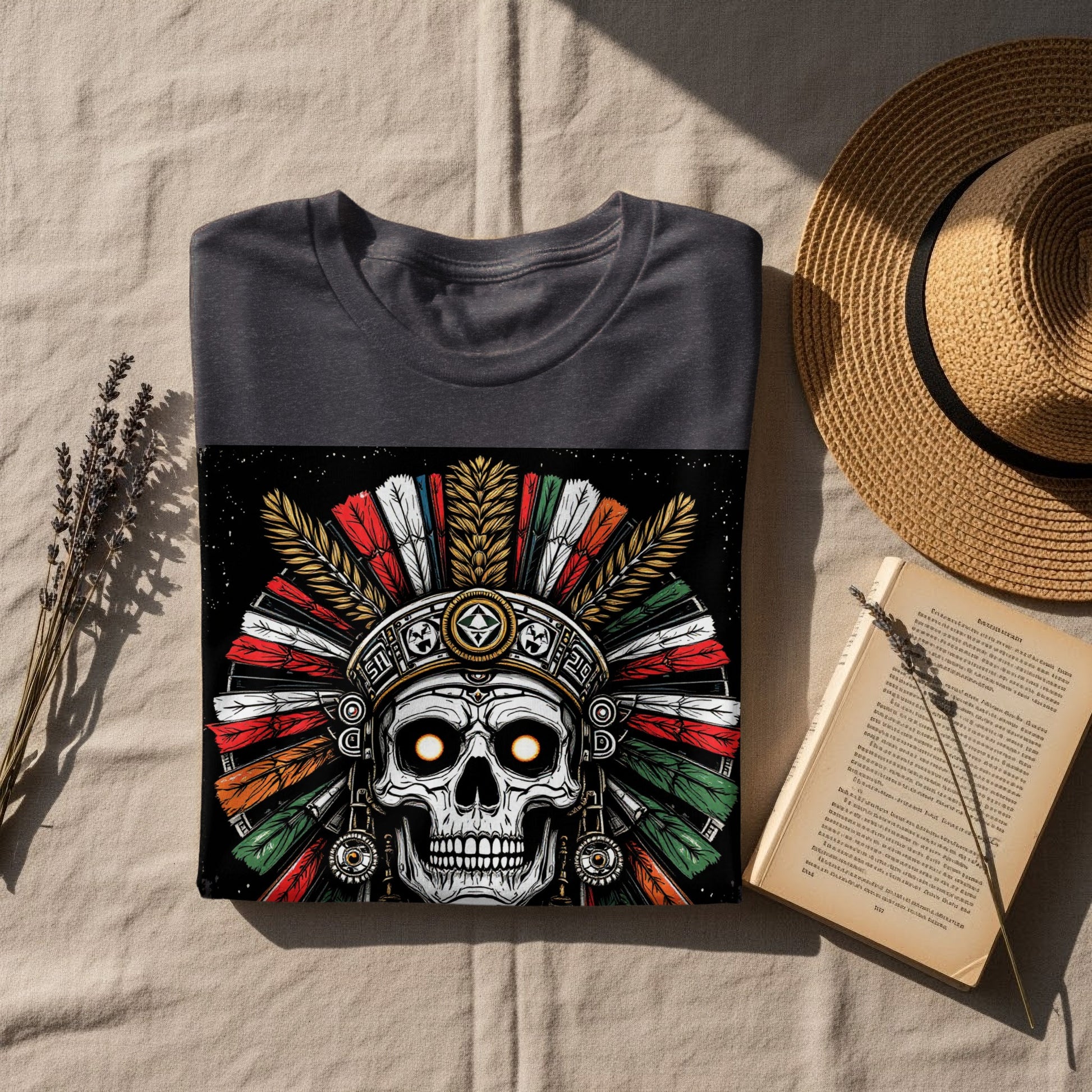 Aztec Skull with Colorful Headdress T-Shirt product