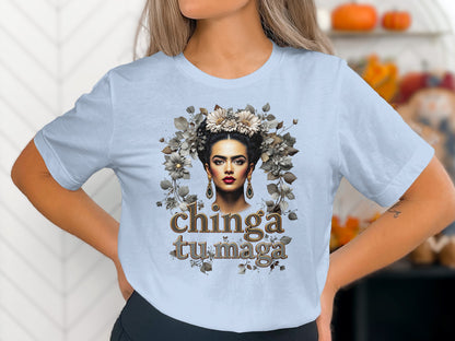 Floral Art Graphic Chinga Tu Maga T-shirt