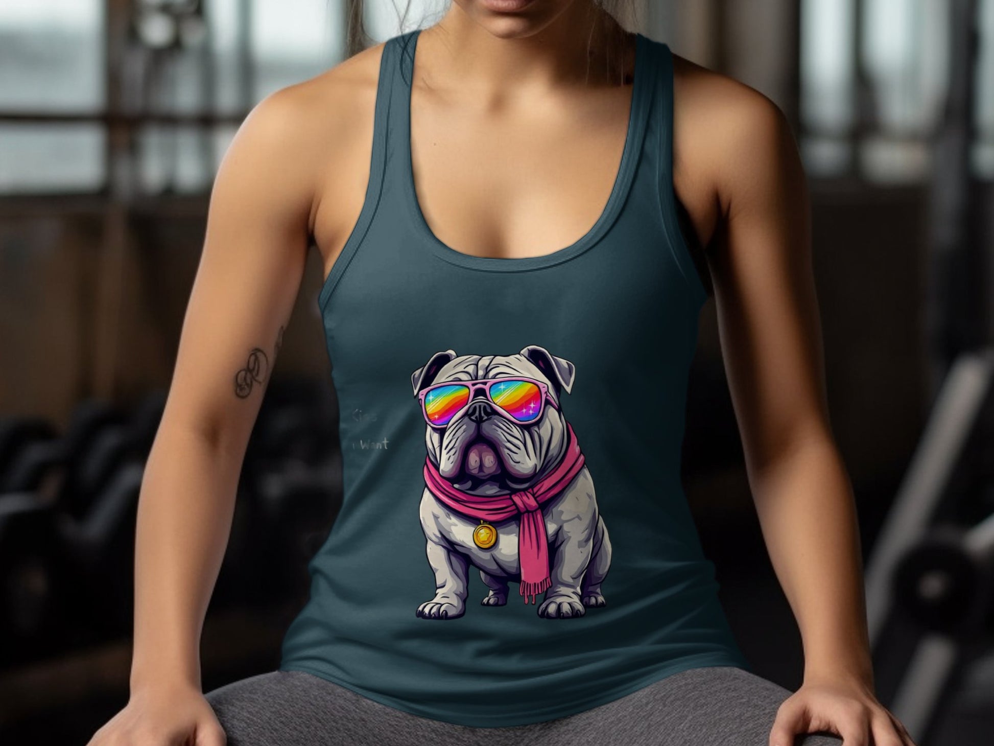 Stylish Bulldog with Sunglasses Graphic Tank Top product
