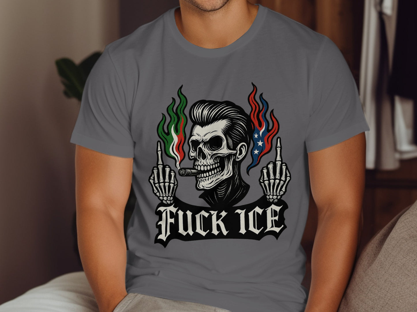 Anti-Establishment Skull Art Graphic T-Shirt product