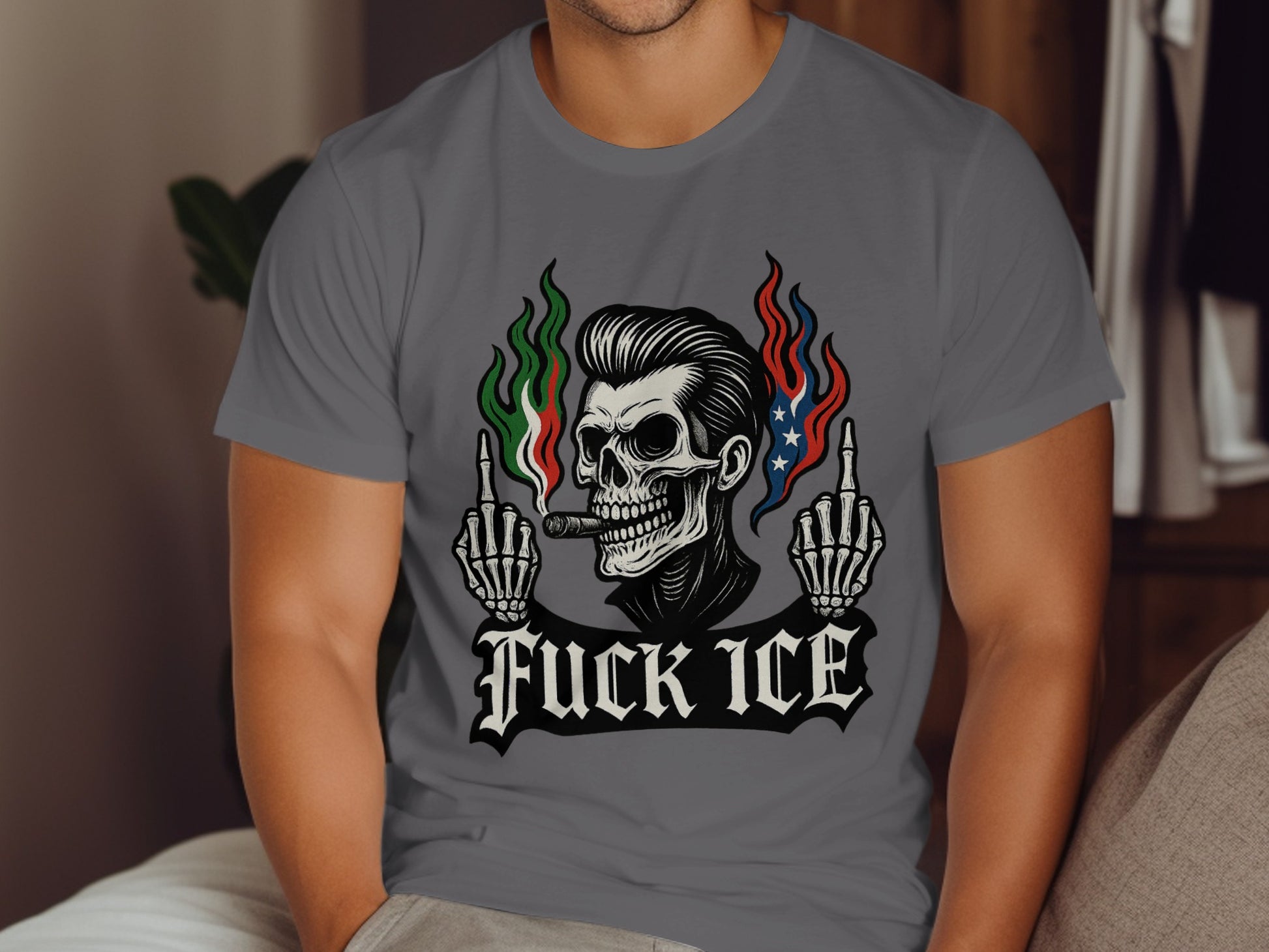 Anti-Establishment Skull Art Graphic T-Shirt product