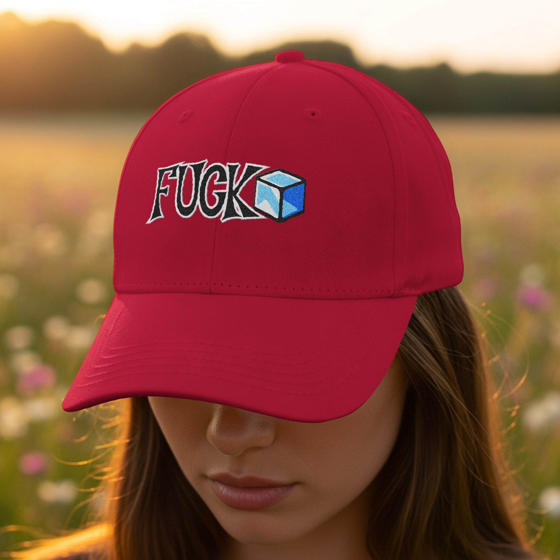 Red Hat with F*** Logo Embroidery Design product type