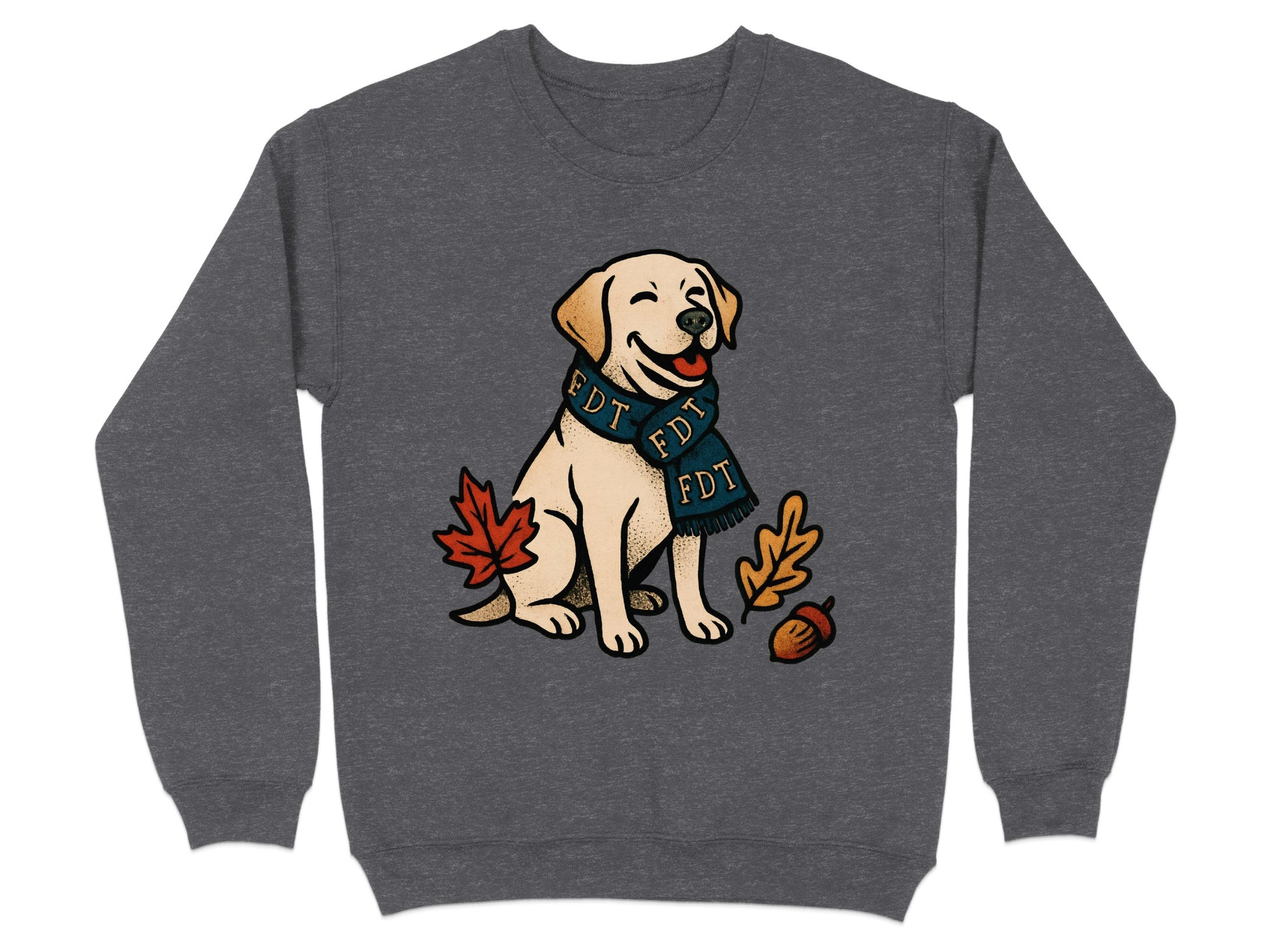 Adorable Dog With Scarf Autumn Leaves Sweatshirt