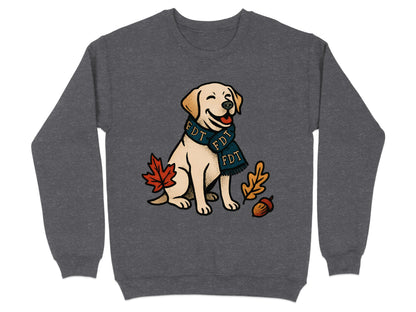 Adorable Dog With Scarf Autumn Leaves Sweatshirt
