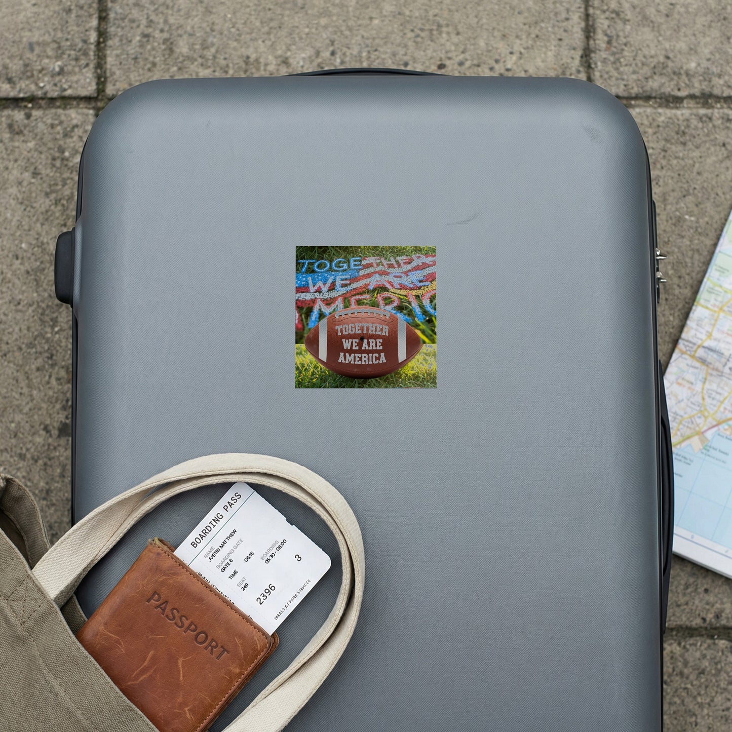 Together We Are America Football Suitcase Sticker