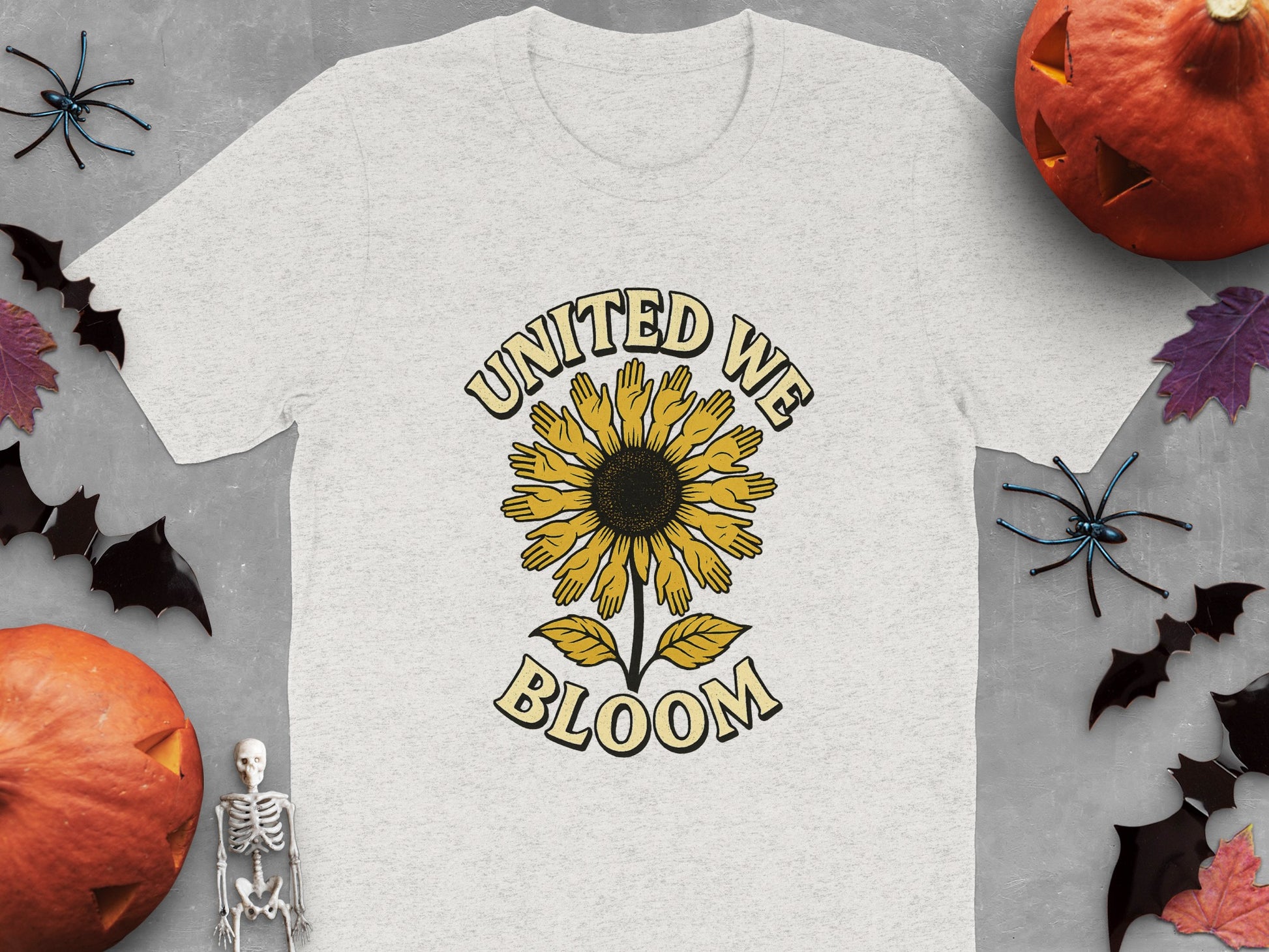 United We Bloom Skeleton Pumpkin Bat Spider product