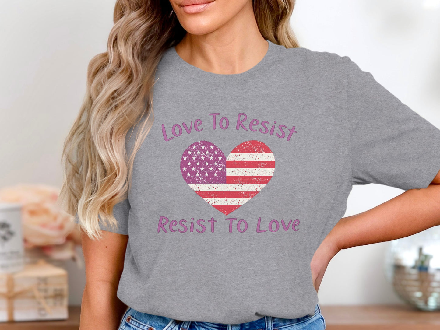 Love To Resist Resist To Love Heart Graphic Shirt