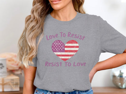 Love To Resist Resist To Love Heart Graphic Shirt